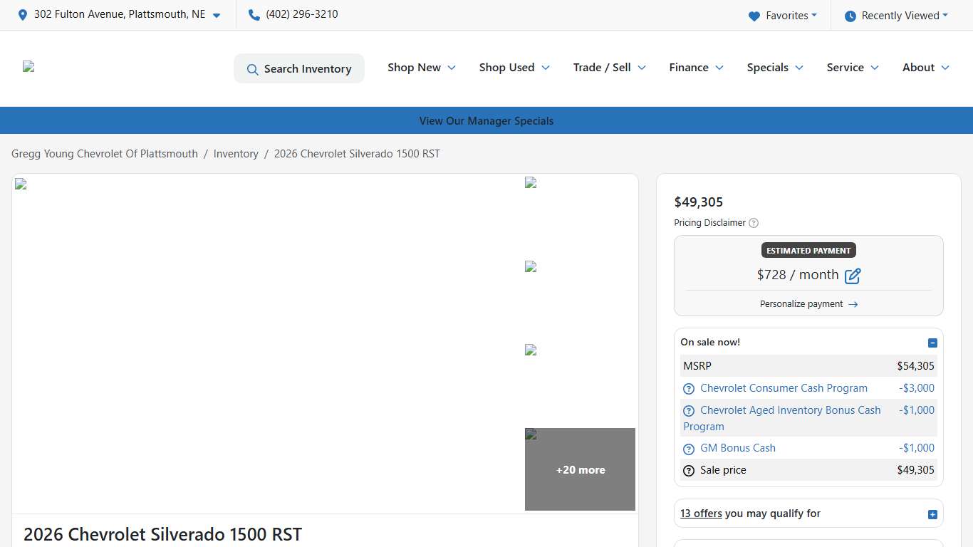 2026 Chevrolet Silverado 1500 RST for sale in Norwalk, IA at Gregg Young Chevrolet Of Plattsmouth | VIN: 1GCPKWEK9TZ266462